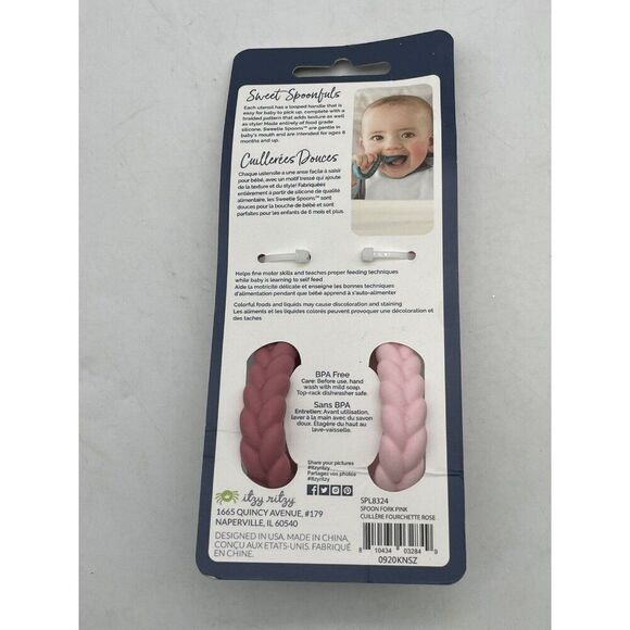 Itzy Ritzy Sweetie Spoons Silicon Spoon Fork Pink Set BPA Free 6m+ Baby NEW - Picture 4 of 6